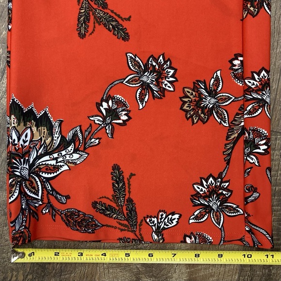Jude Connally Floral Orange Red Wide Leg Ankle Bohemian Pants Elastic Waist sz M - Picture 9 of 9